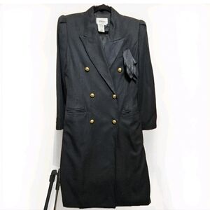Vintage Worthington Women's Elegant Black Double-Breasted Lined Coat Size 6